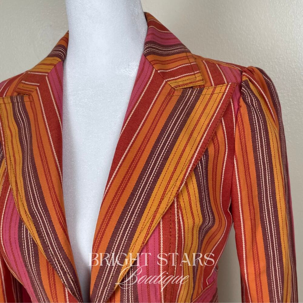 Rare Stripe Blazer Jacket ASO Paige Matthews Charmed Tie Front Vintage Y2K - Picture 9 of 13